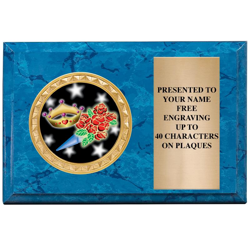 6" X 4" BLUE MBL INSERT PLQ