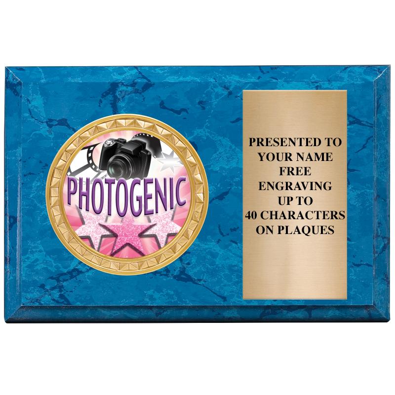 6" X 4" BLUE MBL INSERT PLQ