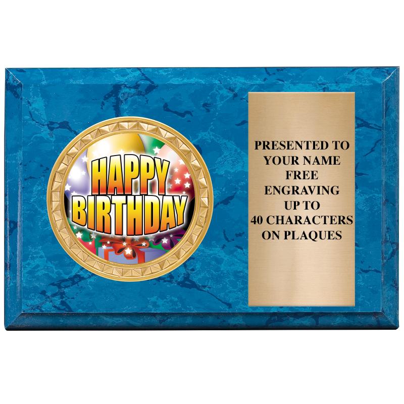 6" X 4" BLUE MBL INSERT PLQ