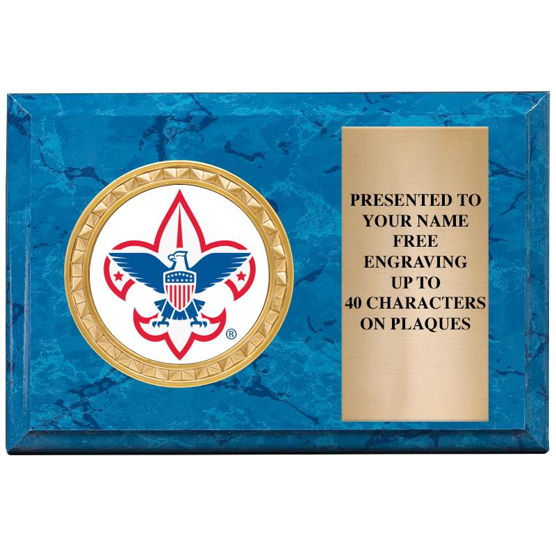 6" X 4" BLUE MBL INSERT PLQ