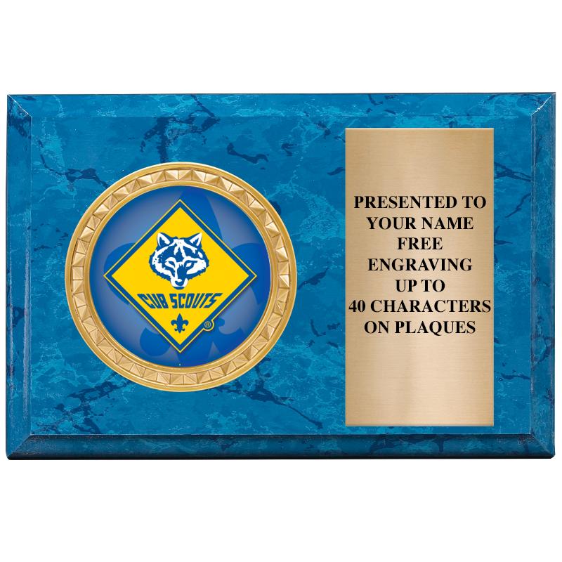 6" X 4" BLUE MBL INSERT PLQ