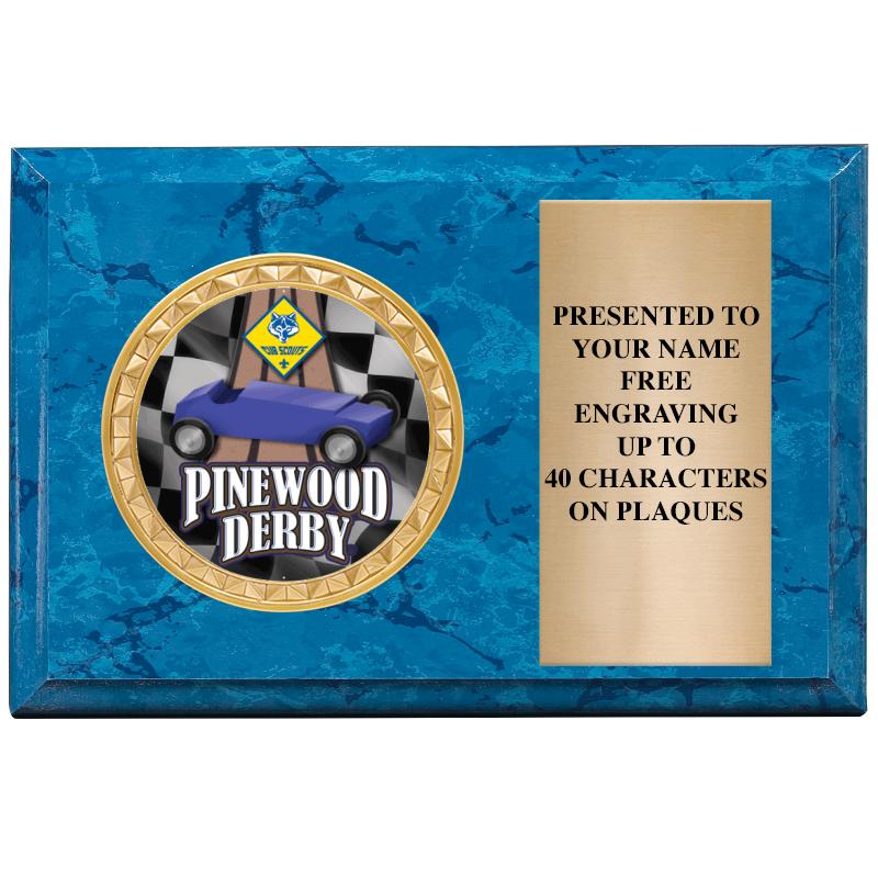 6" X 4" BLUE MBL INSERT PLQ