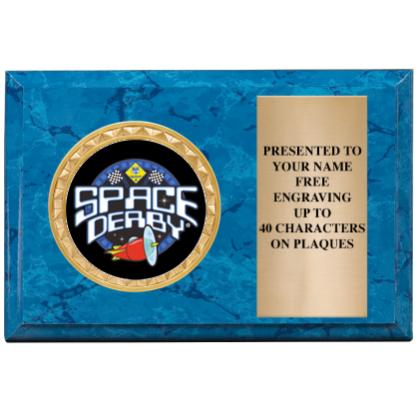 6" X 4" BLUE MBL INSERT PLQ