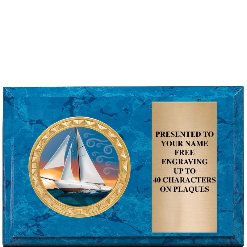 6" X 4" BLUE MBL INSERT PLQ