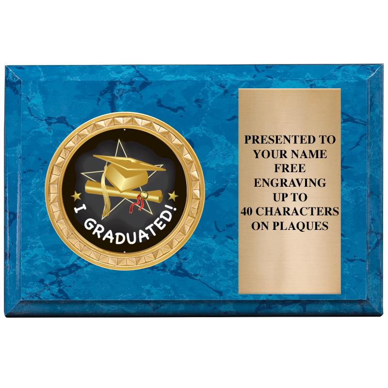 6" X 4" BLUE MBL INSERT PLQ