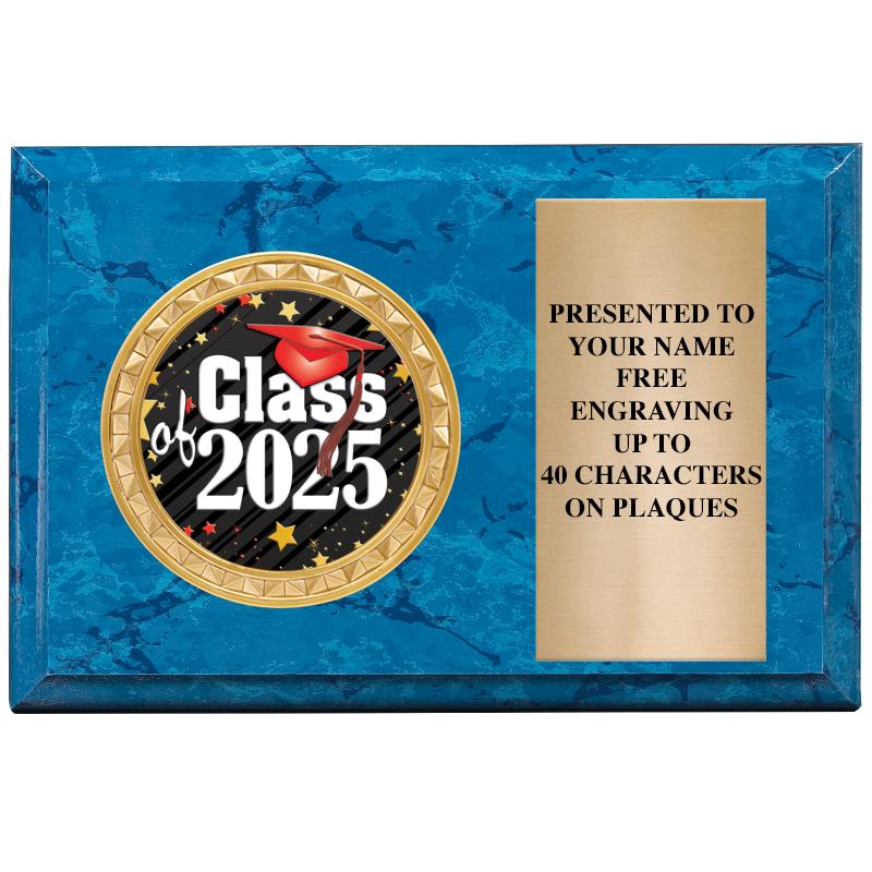 6" X 4" BLUE MBL INSERT PLQ