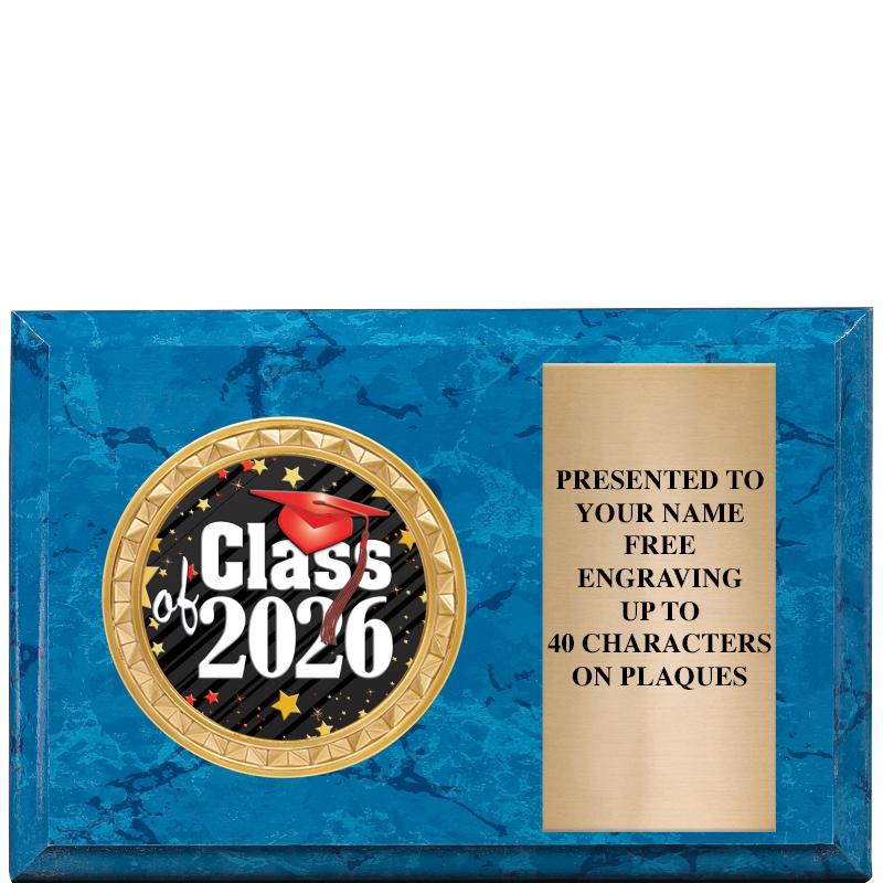 6" X 4" BLUE MBL INSERT PLQ