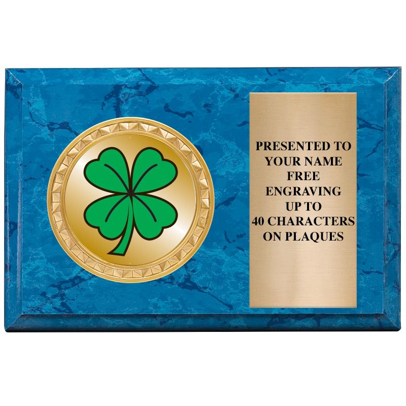 6" X 4" BLUE MBL INSERT PLQ