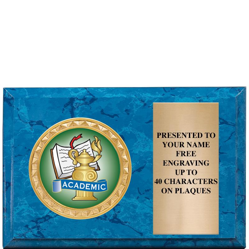 6" X 4" BLUE MBL INSERT PLQ