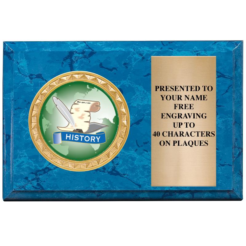6" X 4" BLUE MBL INSERT PLQ