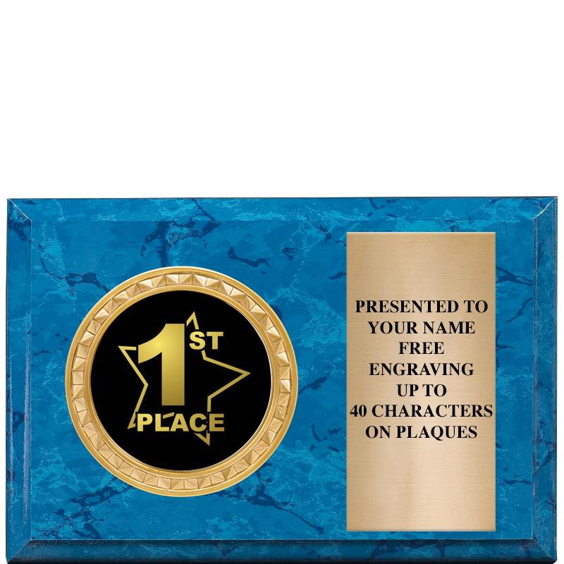 6" X 4" BLUE MBL INSERT PLQ