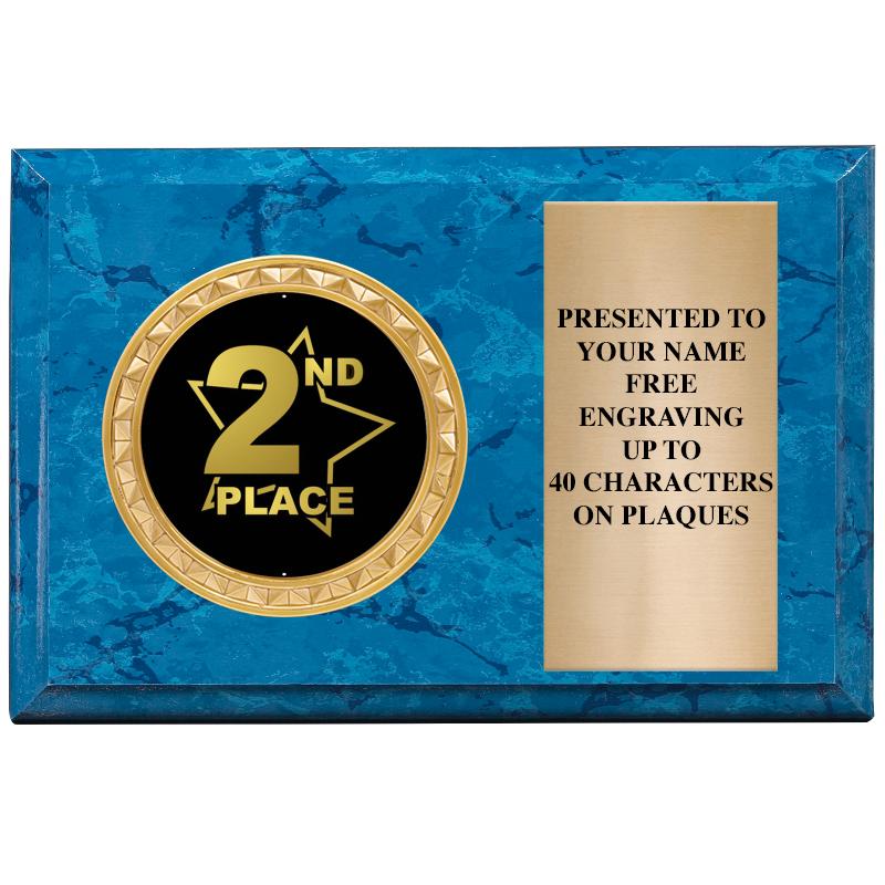 6" X 4" BLUE MBL INSERT PLQ