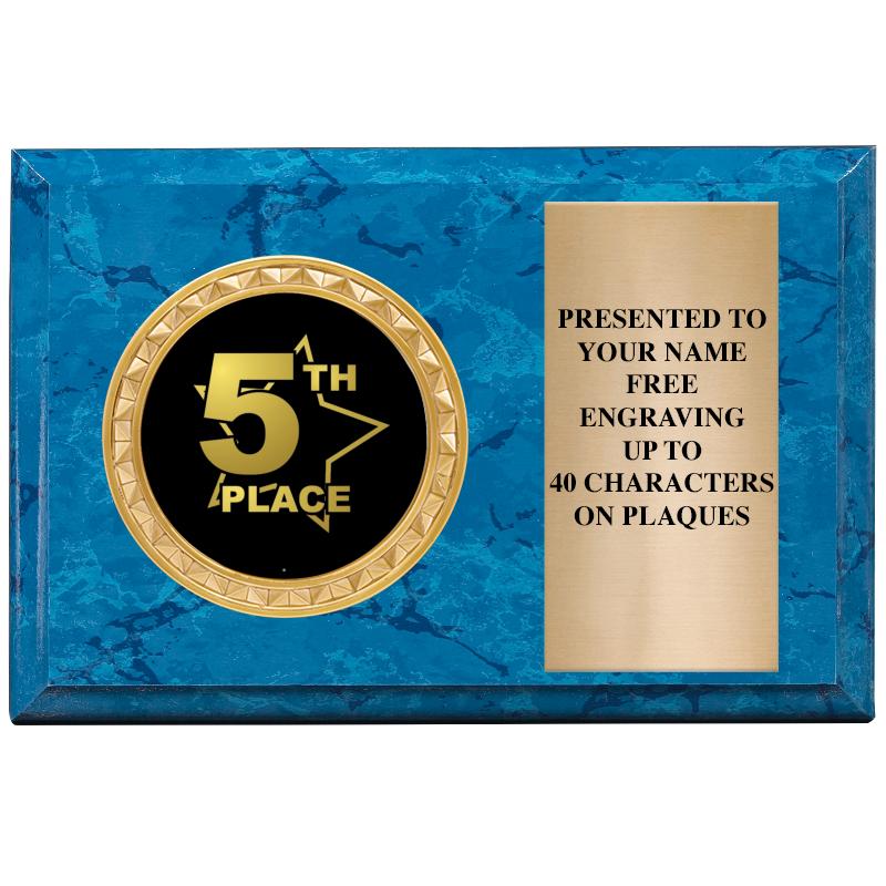 6" X 4" BLUE MBL INSERT PLQ