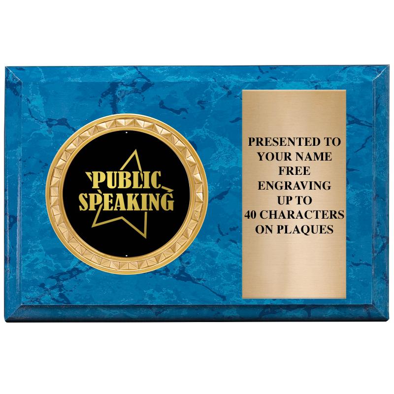 6" X 4" BLUE MBL INSERT PLQ