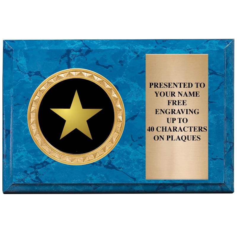 6" X 4" BLUE MBL INSERT PLQ