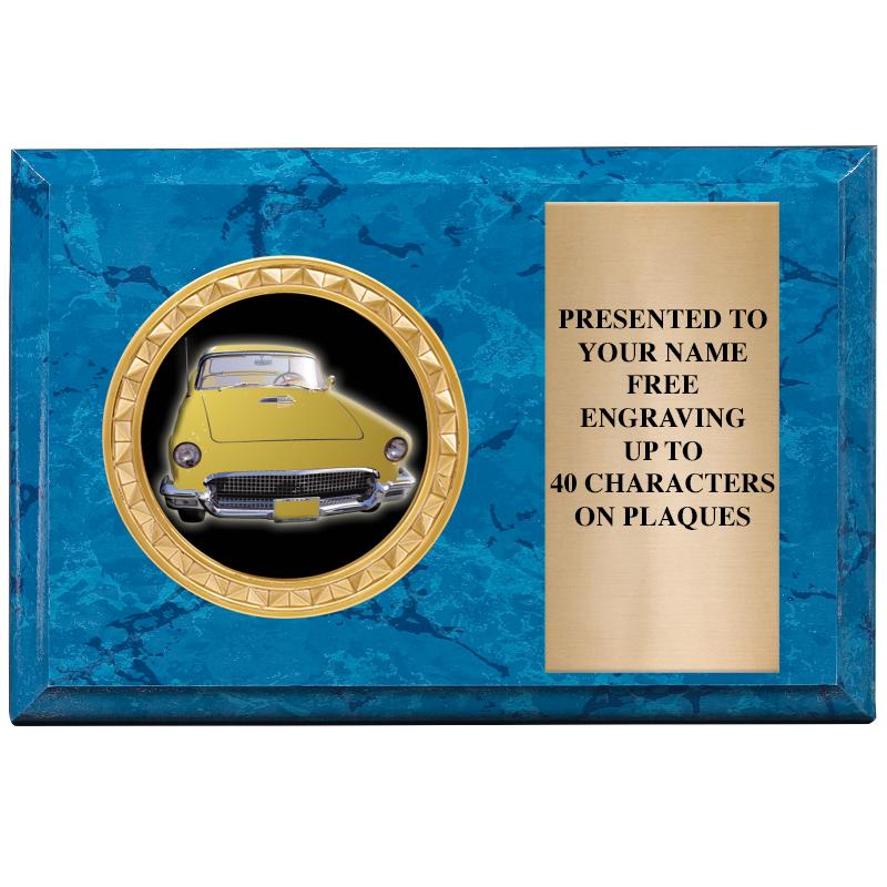 6" X 4" BLUE MBL INSERT PLQ