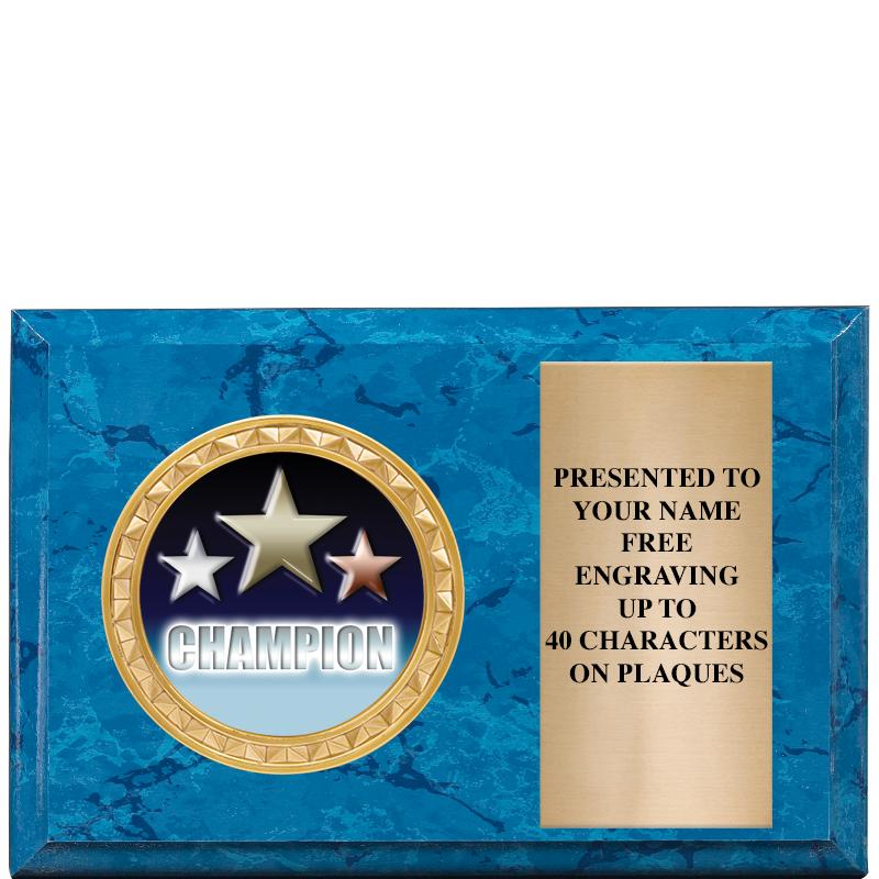 6" X 4" BLUE MBL INSERT PLQ