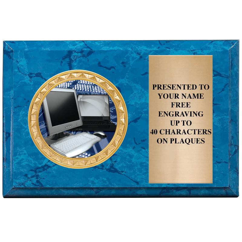 6" X 4" BLUE MBL INSERT PLQ