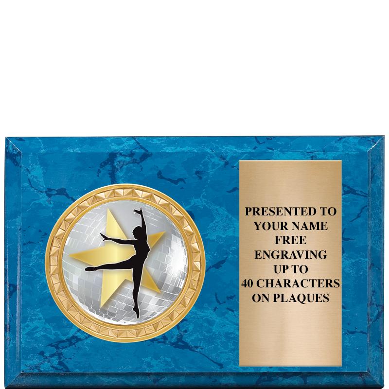 6" X 4" BLUE MBL INSERT PLQ