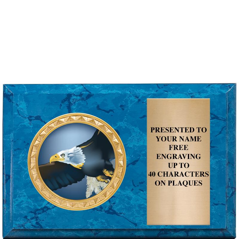 6" X 4" BLUE MBL INSERT PLQ