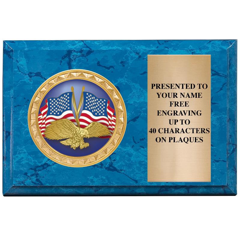 6" X 4" BLUE MBL INSERT PLQ