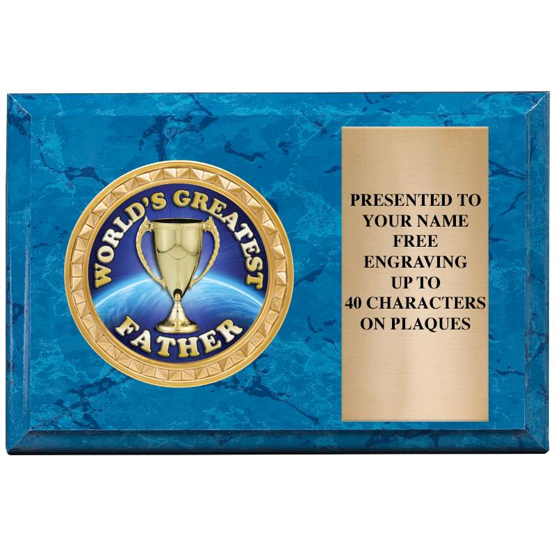 6" X 4" BLUE MBL INSERT PLQ