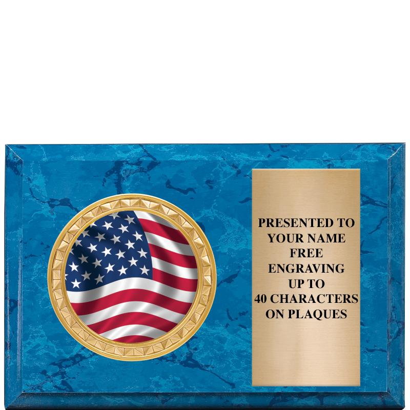 6" X 4" BLUE MBL INSERT PLQ