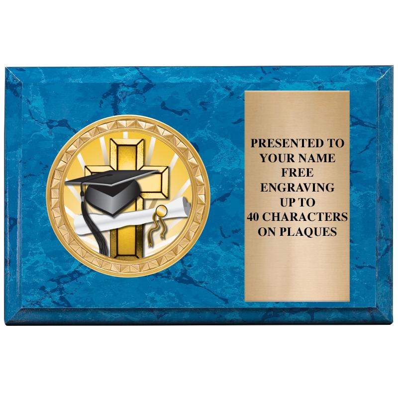 6" X 4" BLUE MBL INSERT PLQ