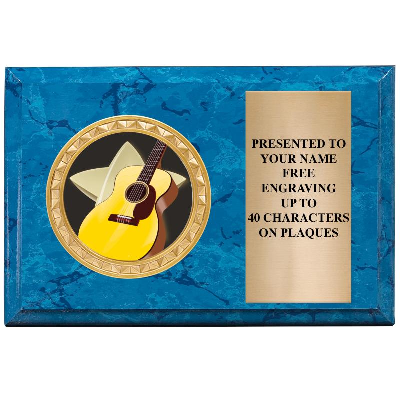 6" X 4" BLUE MBL INSERT PLQ