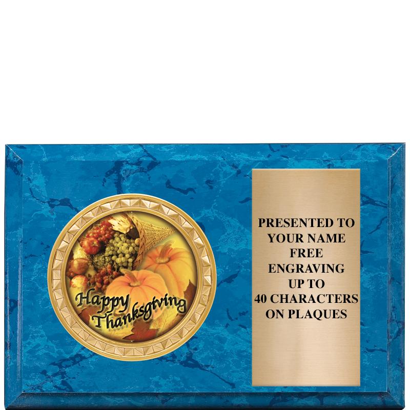 6" X 4" BLUE MBL INSERT PLQ