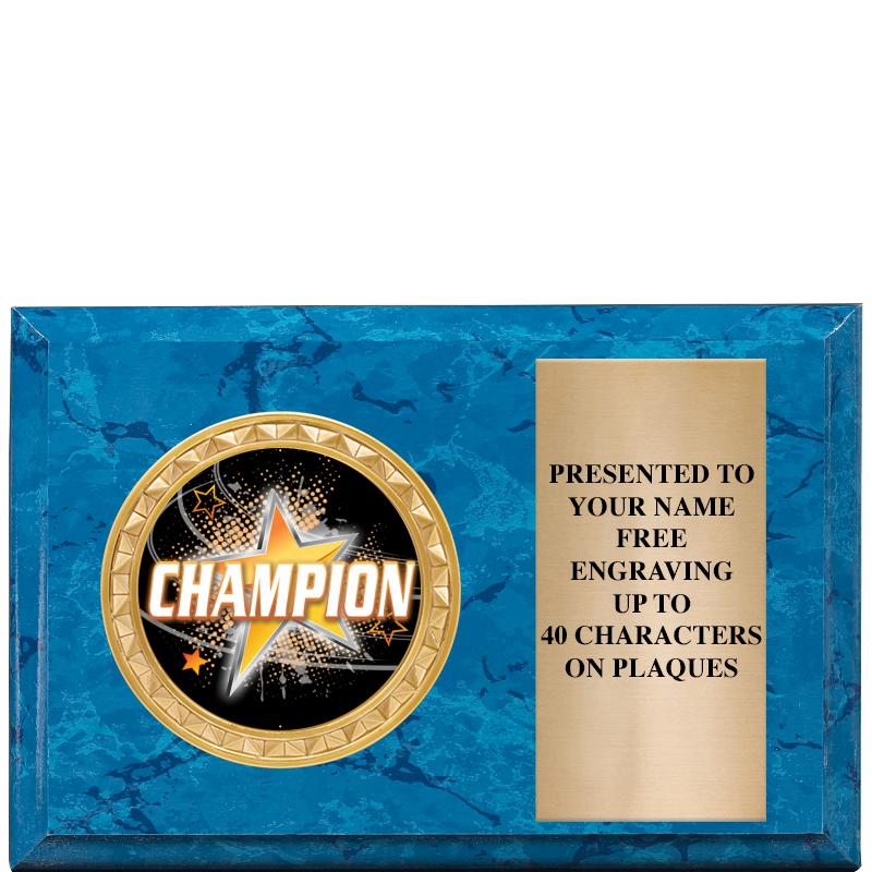 6" X 4" BLUE MBL INSERT PLQ