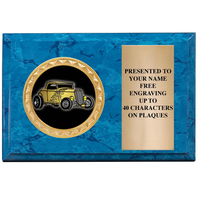 6" X 4" BLUE MBL INSERT PLQ