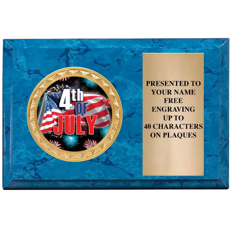 6" X 4" BLUE MBL INSERT PLQ