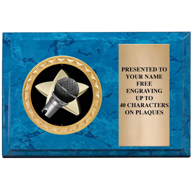 6" X 4" BLUE MBL INSERT PLQ