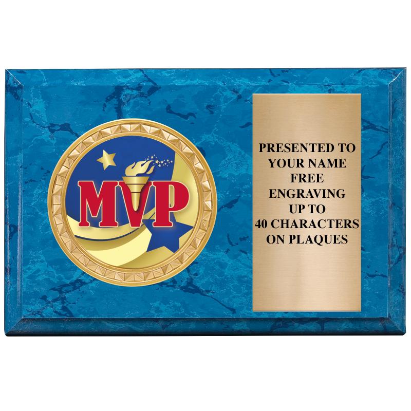 6" X 4" BLUE MBL INSERT PLQ