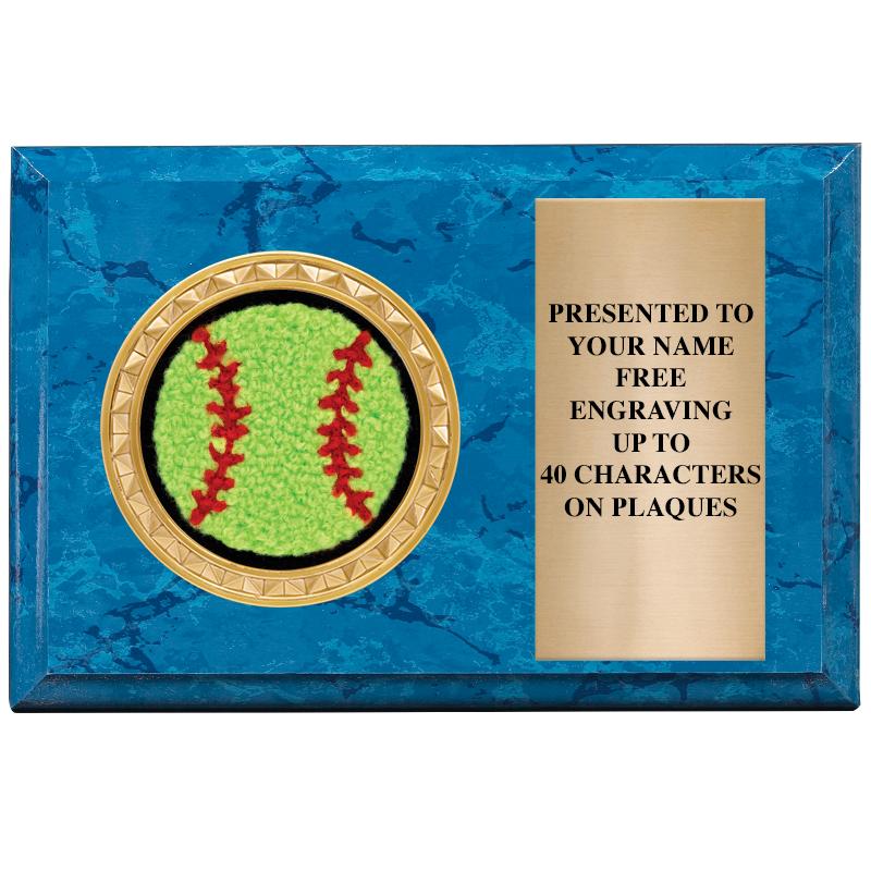 6" X 4" BLUE MBL INSERT PLQ