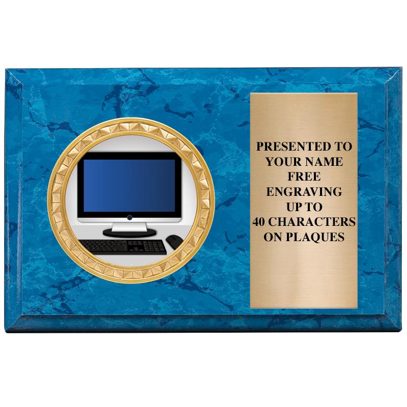 6" X 4" BLUE MBL INSERT PLQ