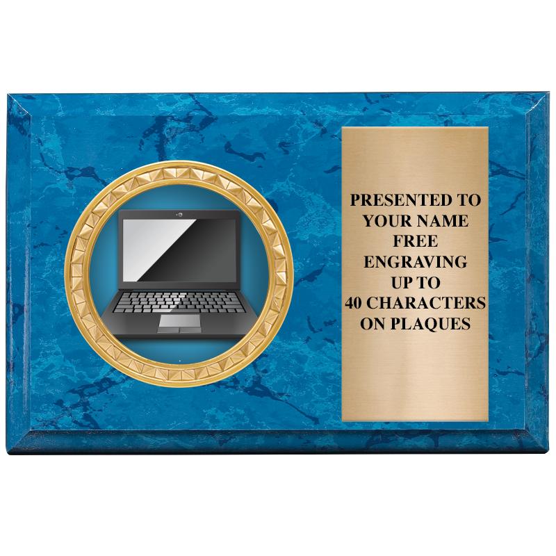 6" X 4" BLUE MBL INSERT PLQ