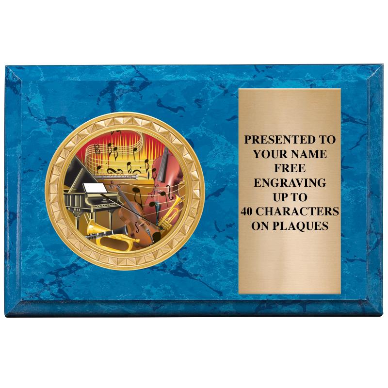 6" X 4" BLUE MBL INSERT PLQ