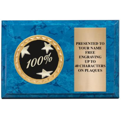 6" X 4" BLUE MBL INSERT PLQ