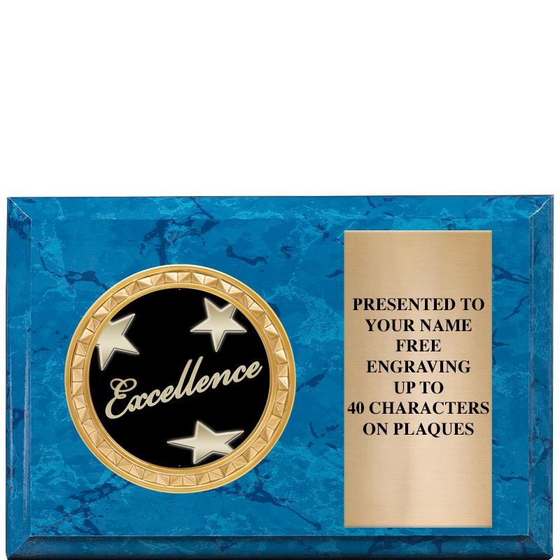 6" X 4" BLUE MBL INSERT PLQ