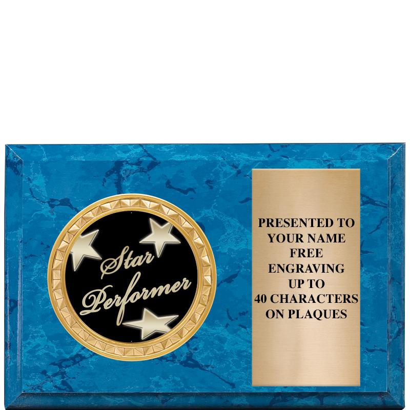 6" X 4" BLUE MBL INSERT PLQ