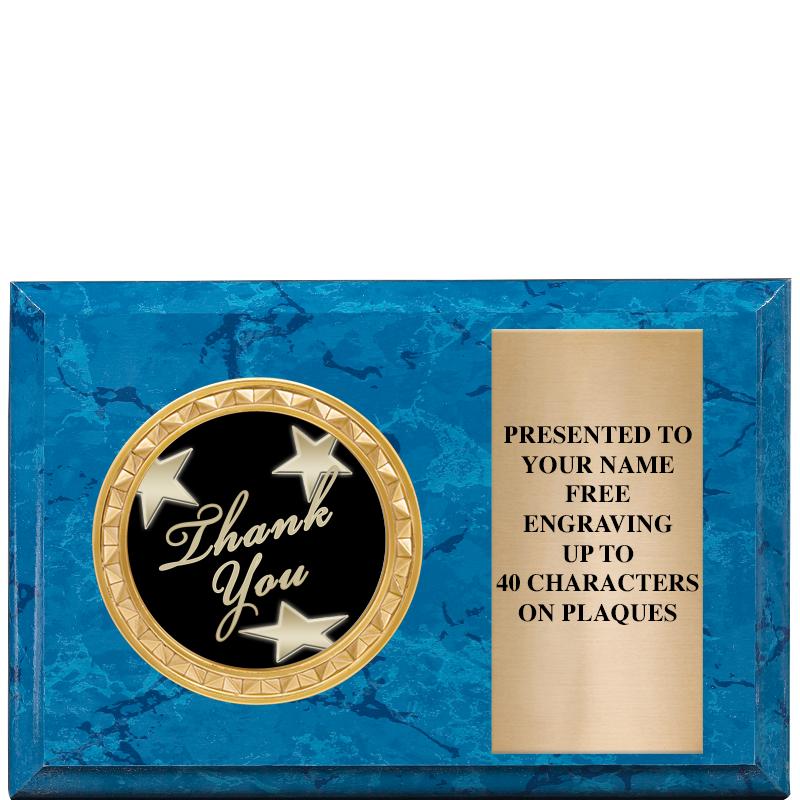 6" X 4" BLUE MBL INSERT PLQ