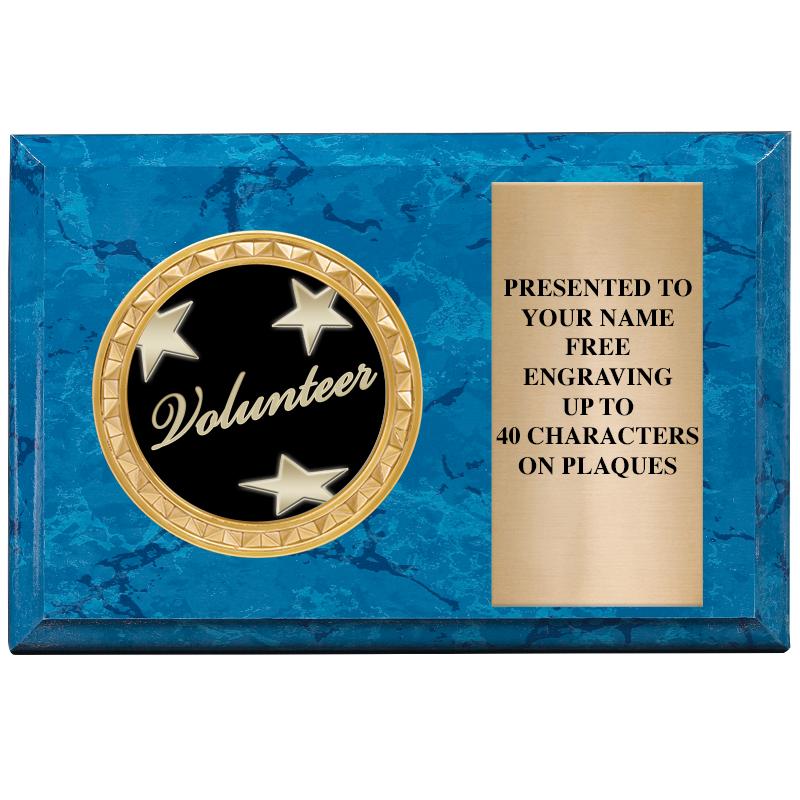 6" X 4" BLUE MBL INSERT PLQ