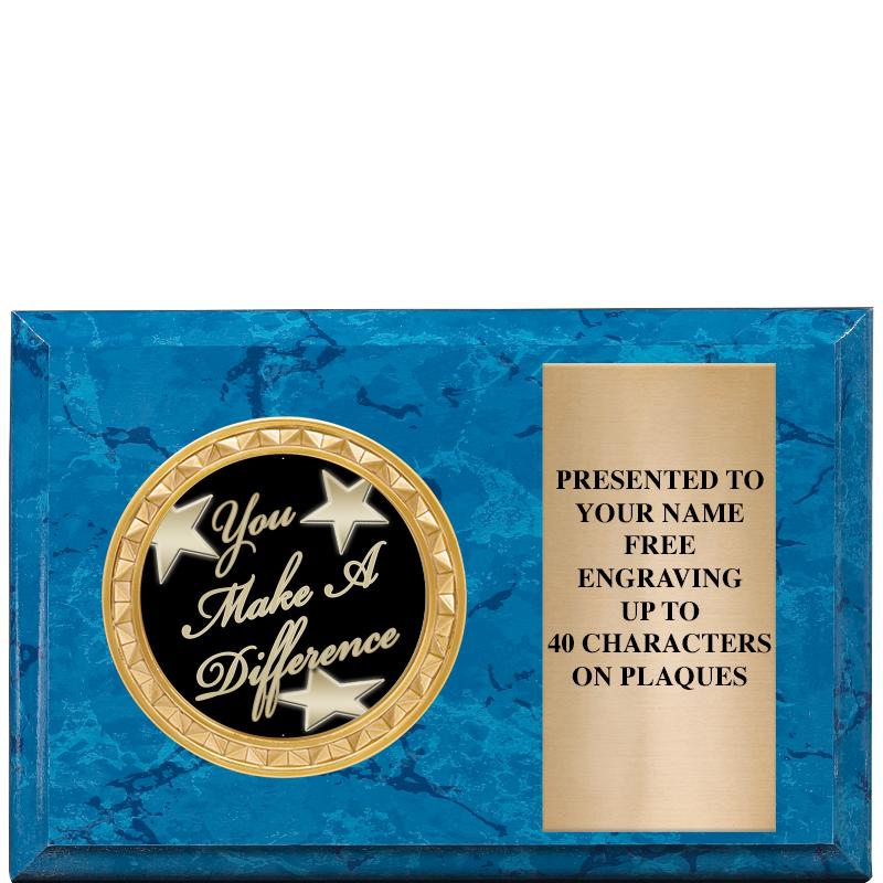 6" X 4" BLUE MBL INSERT PLQ