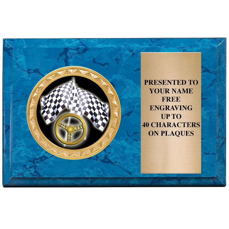 6" X 4" BLUE MBL INSERT PLQ