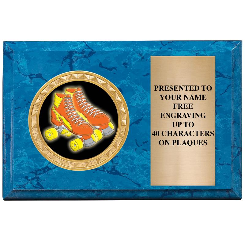 6" X 4" BLUE MBL INSERT PLQ