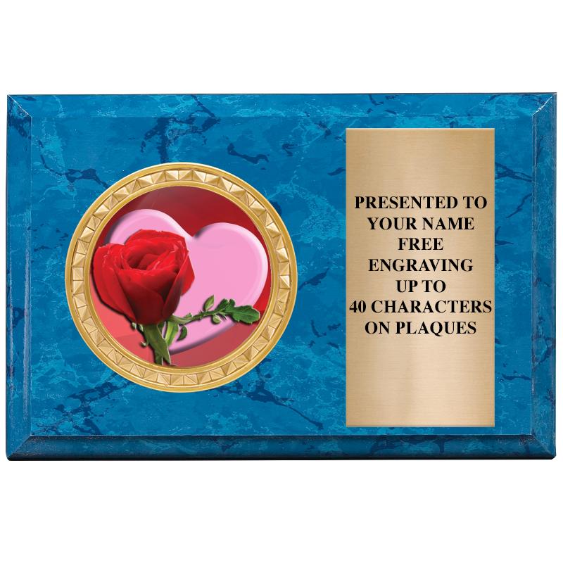 6" X 4" BLUE MBL INSERT PLQ