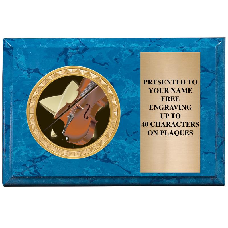 6" X 4" BLUE MBL INSERT PLQ