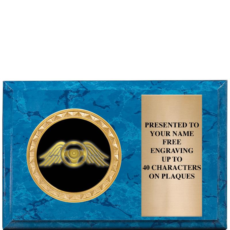 6" X 4" BLUE MBL INSERT PLQ